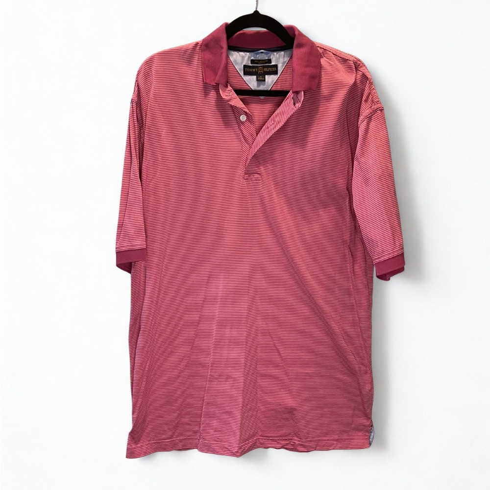Tommy Hilfiger Golf Pink Striped Mercerized Cotton Polo M ⛳️